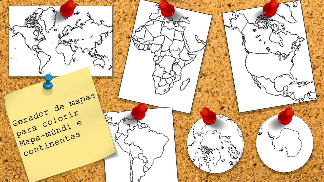 Gerador de mapas para colorir – Mapa-múndi e continentes