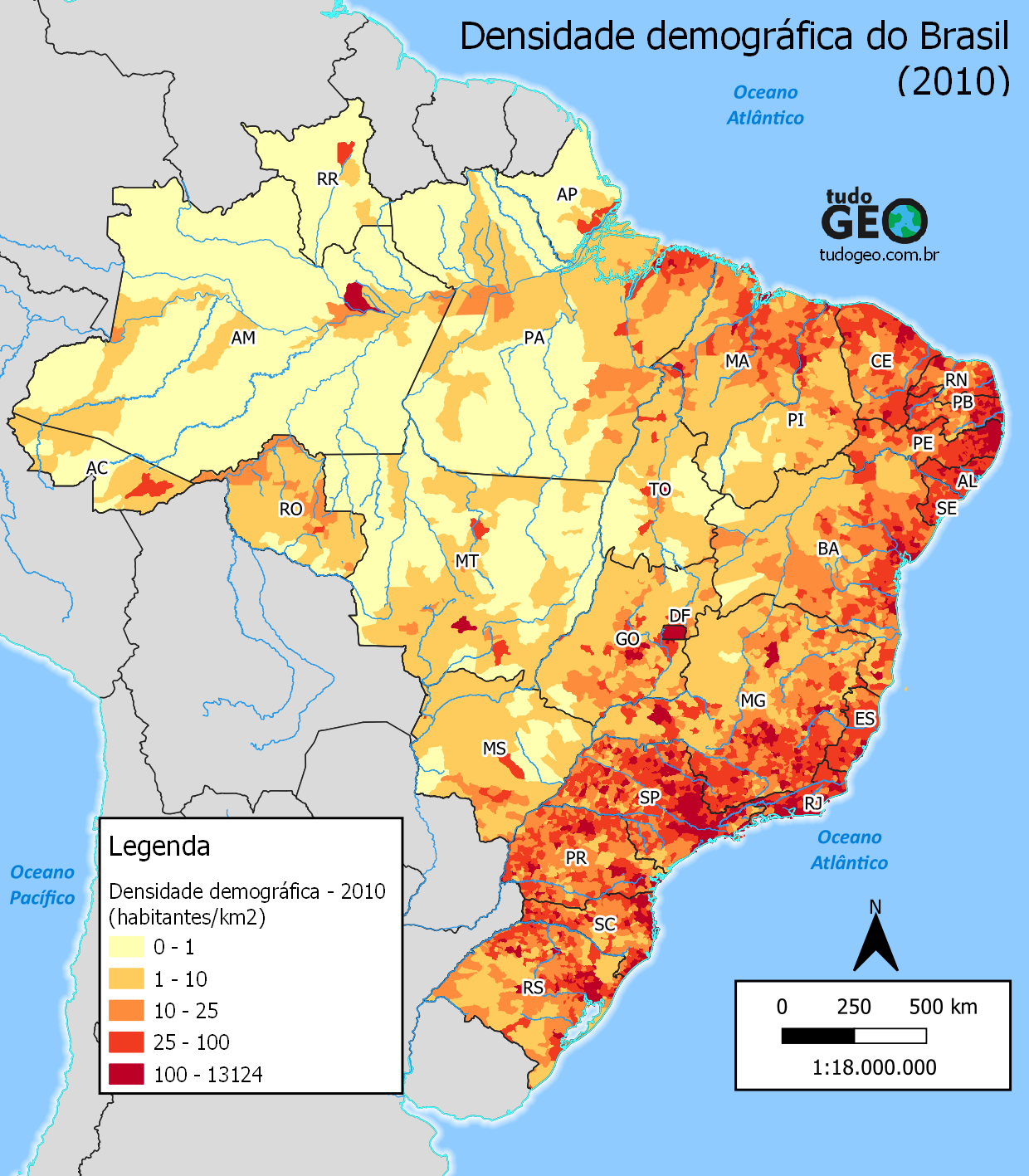 Densidade demográfica do Brasil TudoGeo